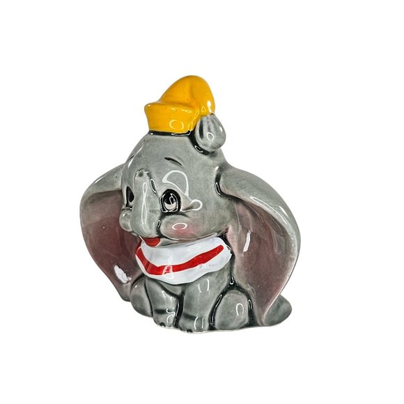 Vintage Disney Dumbo Figurine Japan Sitting Trunk Up Lucky - Picture 8 of 8